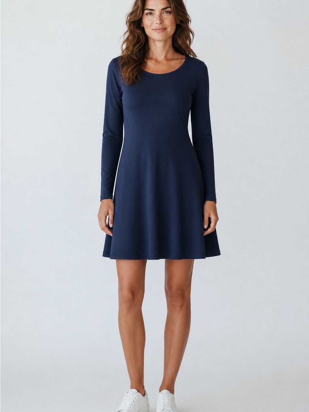 new directions Black Long Sleeve Scoop Neck A-Line Dress